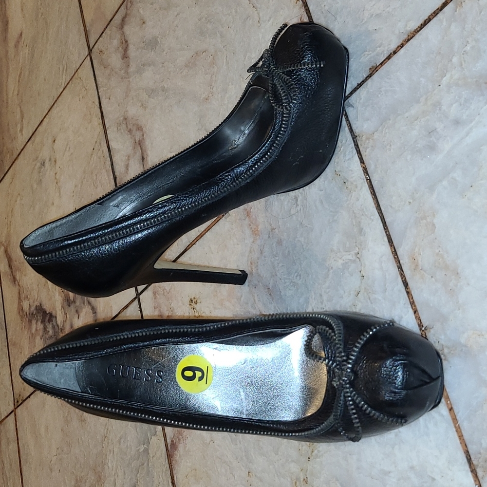 Guess Black Leather Heels